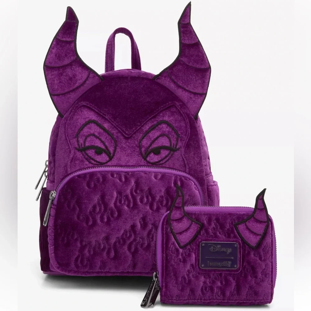 Loungefly Disney Sleeping Beauty Purple Velvet Maleficent Figural Set